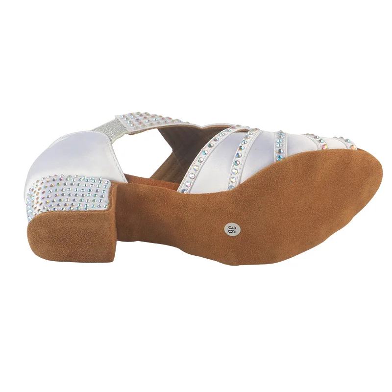 Wedopus blanc chaussures de danse latine femmes strass salle de bal Salsa chaussures de danse semelles souples fête/mariage chaussures talons bas