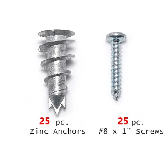 50/100 Stück selbstbohrende Trockenbau-/Hohlwandanker-Set mit verzinkten selbstschneidenden Kreuzkopfschrauben ﻿
