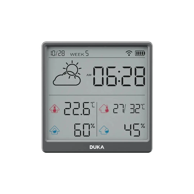 Youpin DUKA-medidor de temperatura y humedad Digital, termómetro inteligente LCD, higrómetro, estación meteorológica para interiores y exteriores, reloj