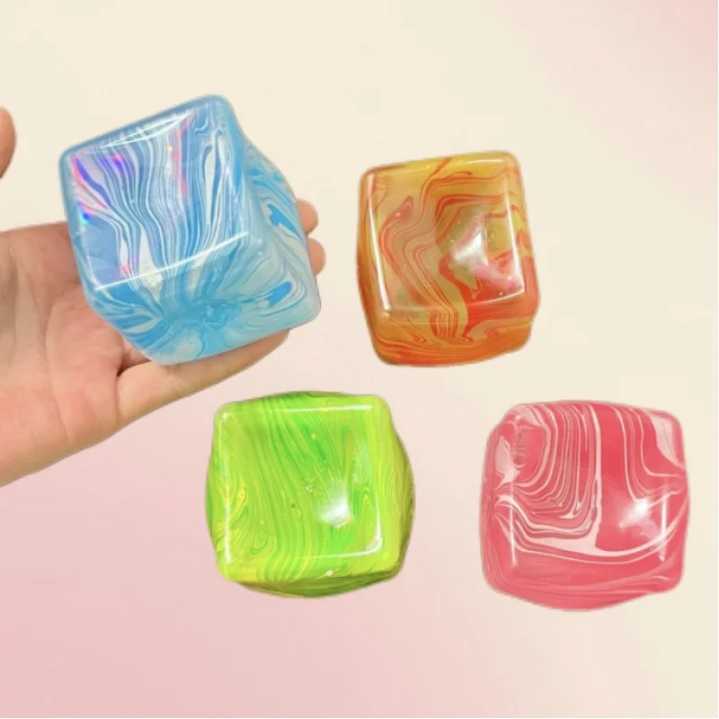 Powolnie Wznoszący Się Marmurkowy Kostka Lodu Squishy - Zabawka Sensoryczna Antystresowa dla Dorosłych i Dzieci, Uspokajająca Fidget Toy na Autyzm, Prezent na Imprezę Redukujący Stres