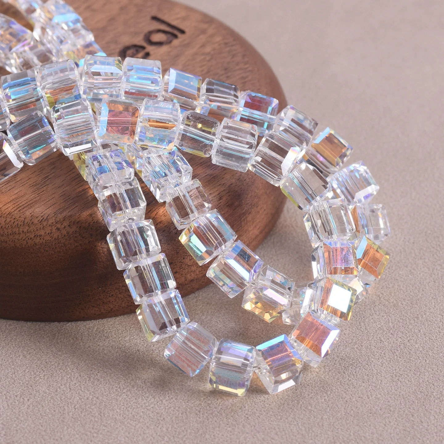 Cube Shape Glossy Colorful Faceted Crystal Glass Loose Beads 20PCS 7mm For DIY Jewelry Beading Supplies view 5