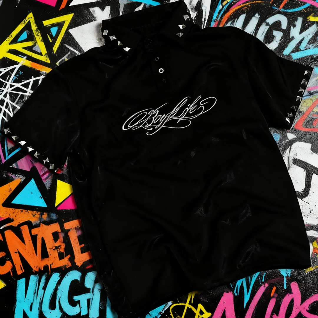 

Y2K Streetwear Essential Футболка с круглым вырезом и длинными рукавами с темным краем в стиле ретро с принтом в стиле панк-группы