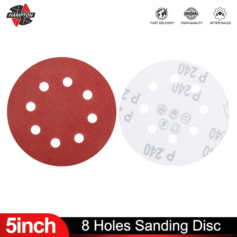 20 Stück 125 mm 5 Zoll Schleifscheiben 8 Loch Hakenschlaufe Schleifpapier Polierpad für Schleifwerkzeuge 40 60 80 100 120 180 240 Körnung