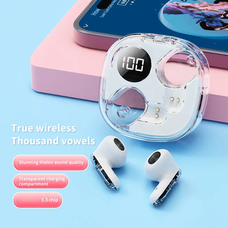 Air31 Gaming Wireless Tws Bluetooth Earphones Long Range Transparent Creative Leisure Sports Waterproof Bluetooth 5.3 Earphones