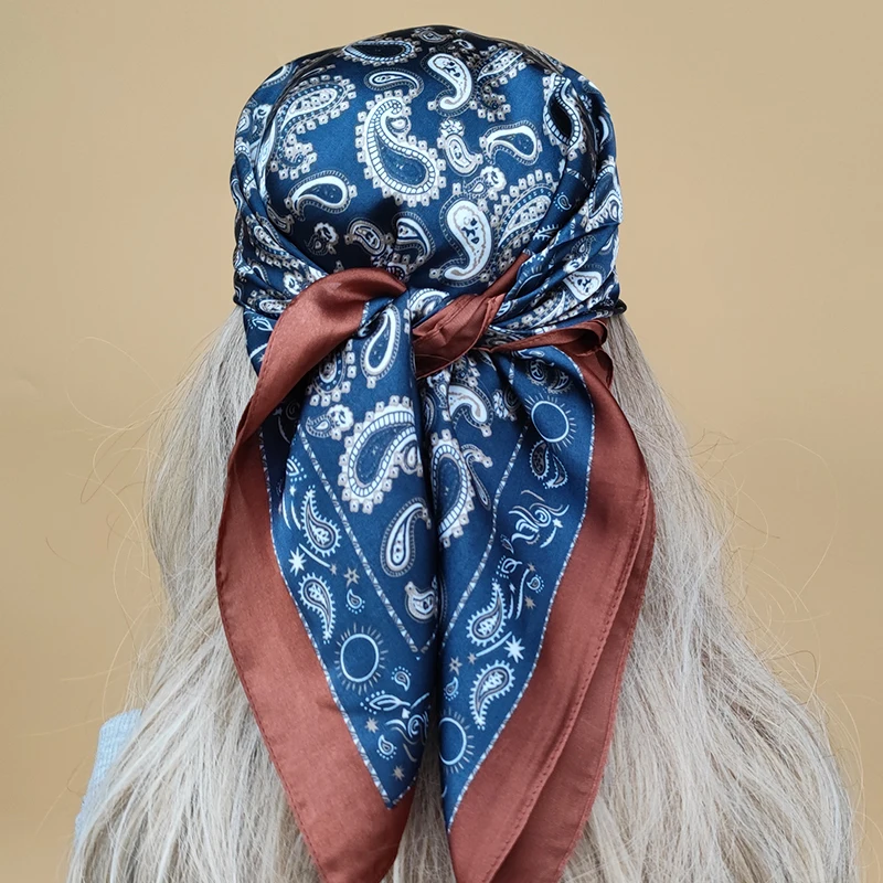 The Four Seasons Style Headscarf Women New Design Square Scarves Popular Sunscreen Beach Kerchief 2023 Luxury 70X70CM Silk Hijab