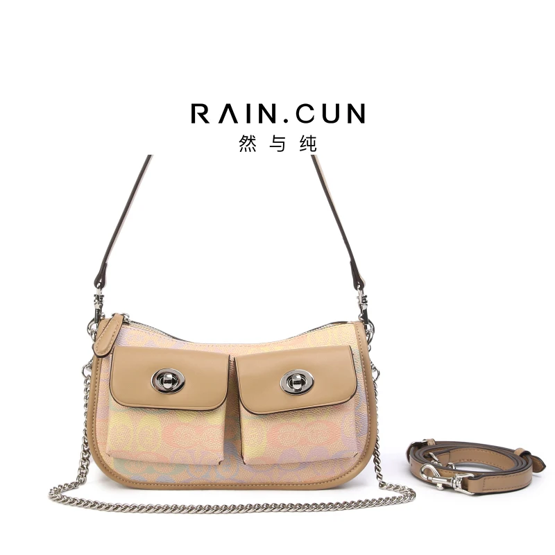 raincun-luxury-women's-handbag-bf-66879-rainbow-color-shoulder-crossbody-bag-elegant-commuting-metal-chain-lock-buckle