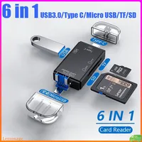 USB 3.0 Card Reader 6 in 1 Micro USB/U Disk/Type C/TF/SD Memory Card All In One Type-C USB SD Card Reader Data Transfer for Phon