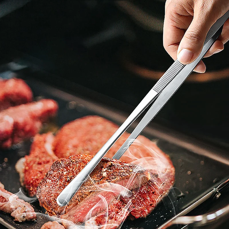 30CM Kitchen Tweezers Fine Tweezer Tongs Extra-Long Stainless Steel Cooking Tweezers For BBQ Cooking Bartending Tools