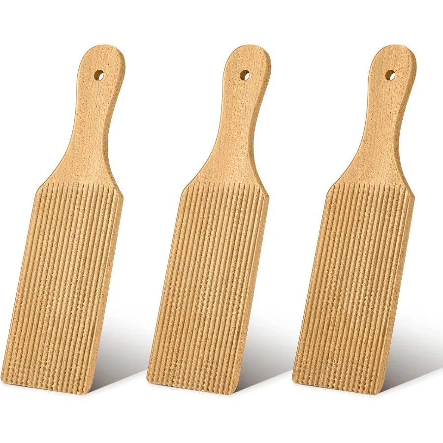 3 Stück Gnocchi-Bretter und Butterpaddel aus Holz zum Ausrollen von Teig, 9,1 x 2,8 Zoll, Gnocchi-Paddel, Nudelherstellungswerkzeuge, Rolle für Zuhause
