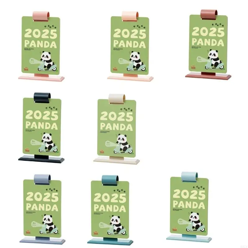 H37F 2025 Desktop Calendar Year Calendar Desk Calendar Standing Calendar Cartoon Panda Calendar Lovely Animal Calendar