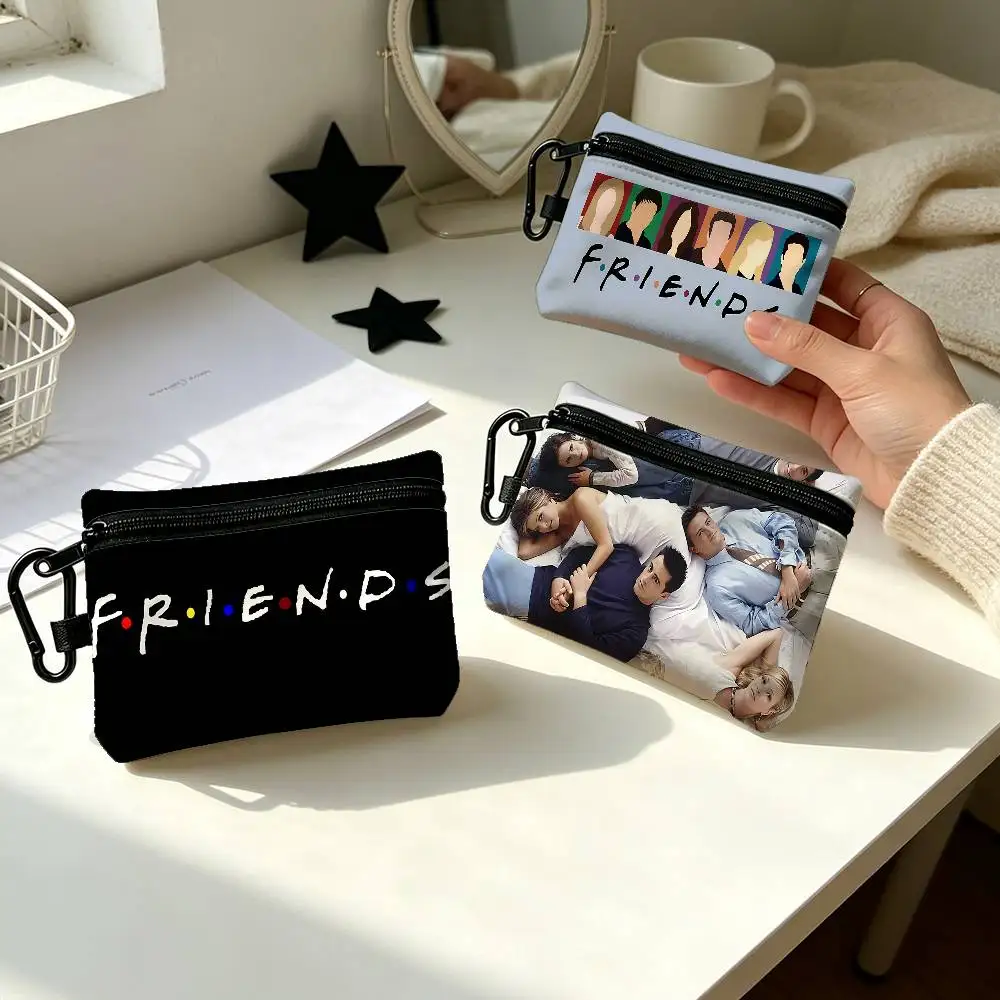 Friends TV Show Portable Oxford Fabric Mini Wallet Carabiner Design Small Coin Bag For Cards Keys Earphones