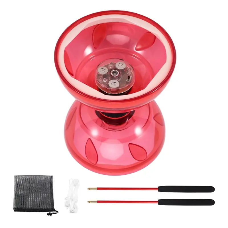 B78B-ฟิตเนส ไดอาโบโลแบบสามลูกปืน หัวคู่ สำหรับเล่นกลางแจ้ง พร้อมไฟ สำหรับเล่นไดอาโบโล โยโย่ สำหรับผู้สูงอายุ B