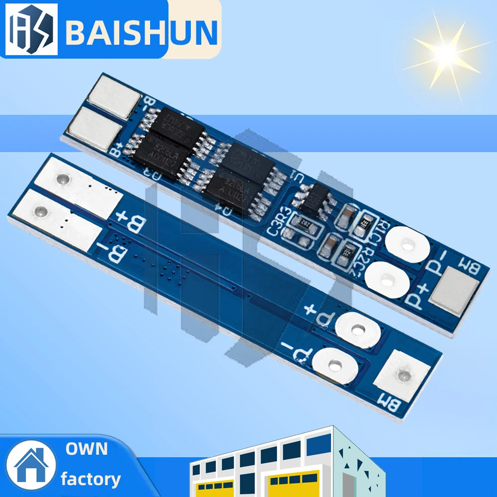 2S 7.4V 8A 18650 Battery Management System - Triple Protection Board for Over-voltage/Current/Discharge (8.4V Charging Limit)