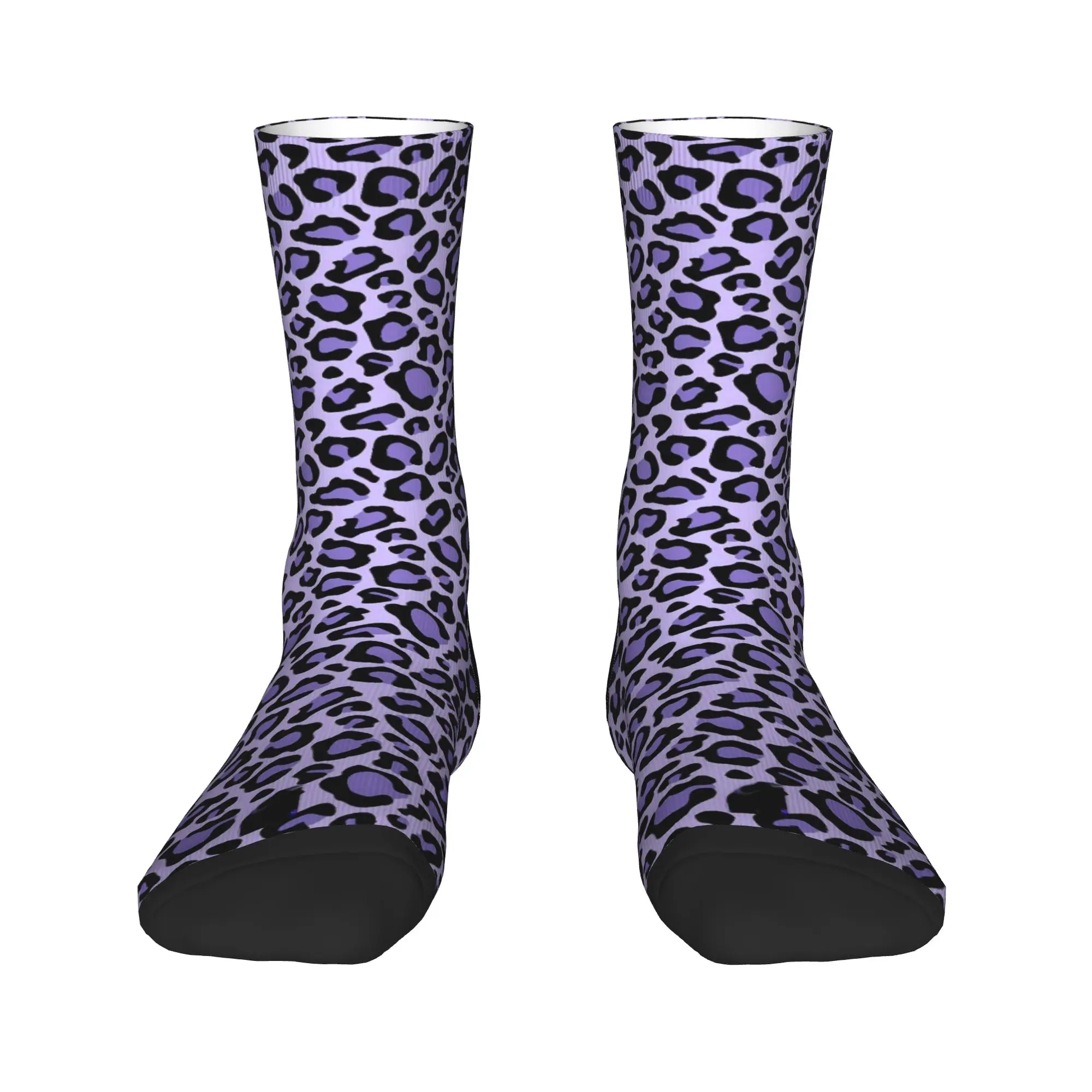 Men's Socks Purple Spotted Leopard Animal Print  Stockings Autumn Novelty Warm Soft Socks Design Running Sports Anti Skid Socks