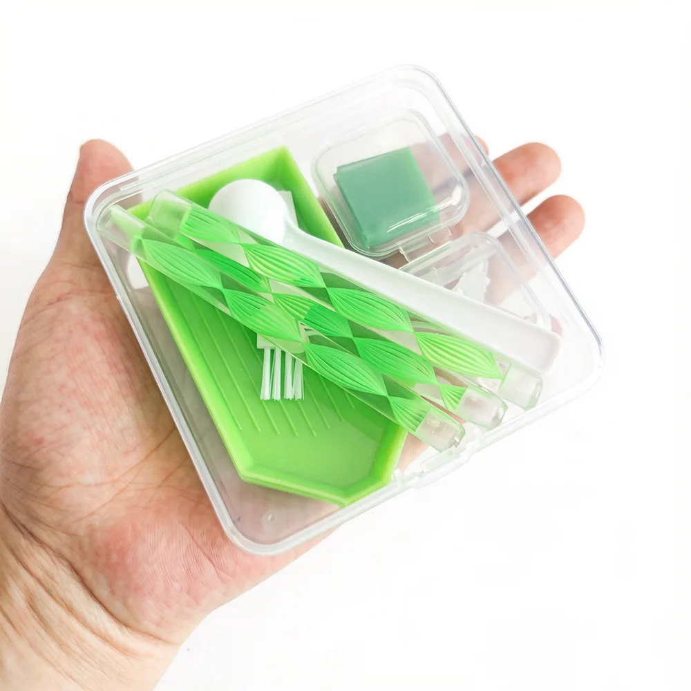 DIY Diamantmalerei Werkzeugset 4-Farben-Aufbewahrungsbox mit Tablett Wachs-Pinzetten-Stift-Set 5D Diamant-Stickerei Zubehör Bastelwerkzeuge – Detail 4