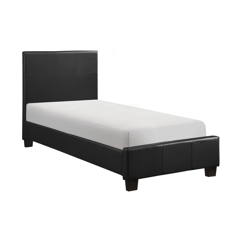 

Modern Black Faux Leather Twin Platform Bed Frame