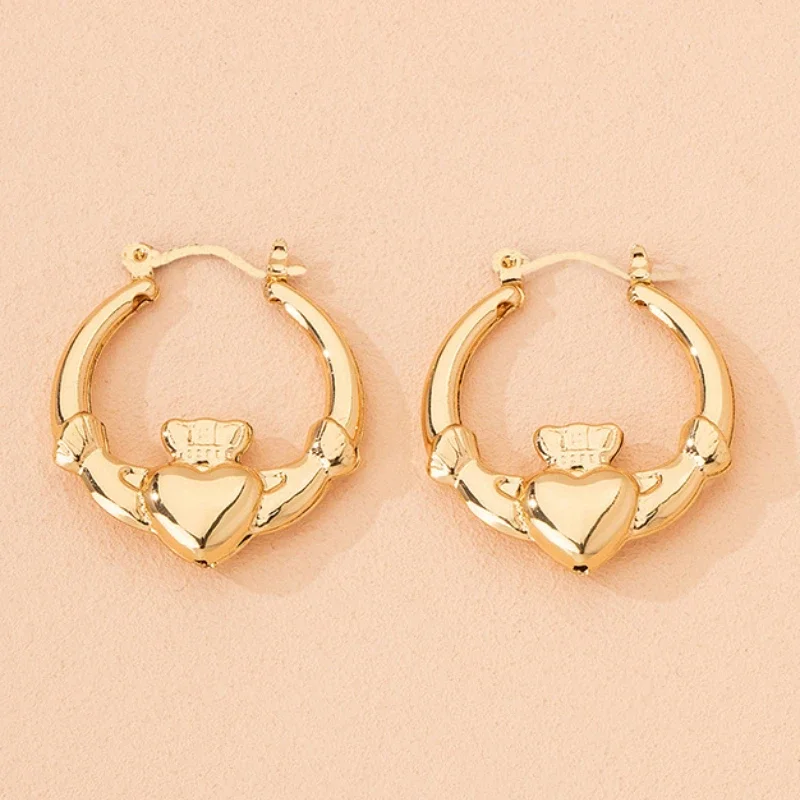 Temperament Hoop Earrings For Women Girls Heart-shaped Holiday Party Gift Fashion Jewelry Geometric