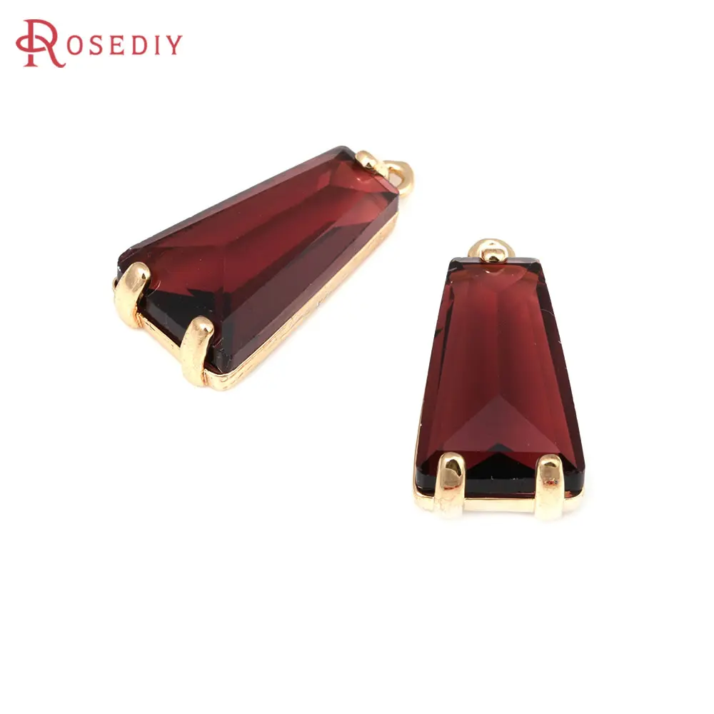 4PCS 18K Gold Color Brass and Glass Ladder Shape Charms Pendants Diy Jewelry Making Necklace Earrings Accessories for Women