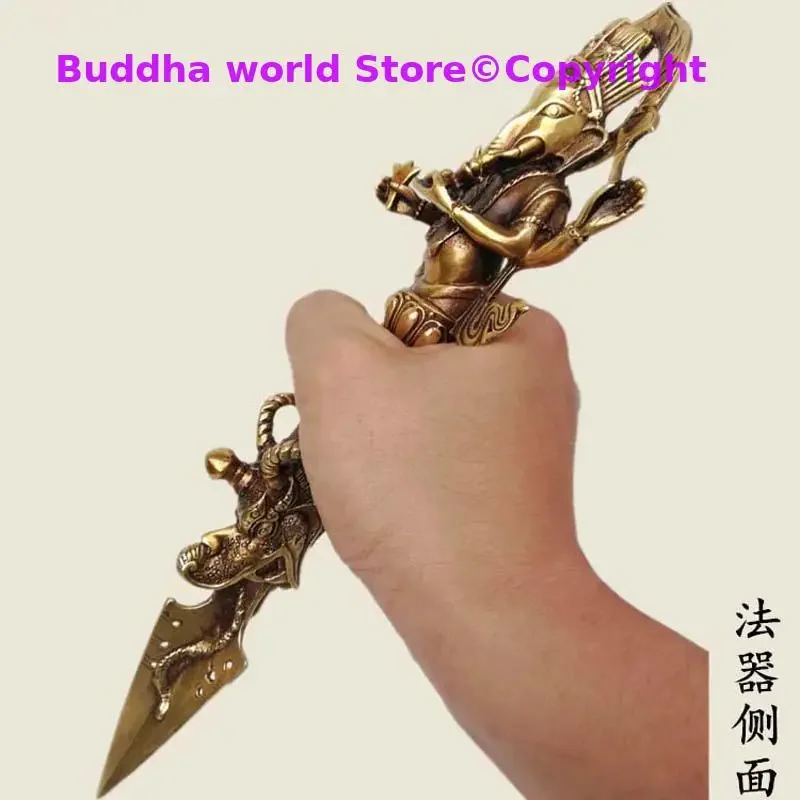 large Asia Thailand copper god of fortune elephant GANESH phurba Vajrakila Vajra Exorcism Magic subduing staff Decorative