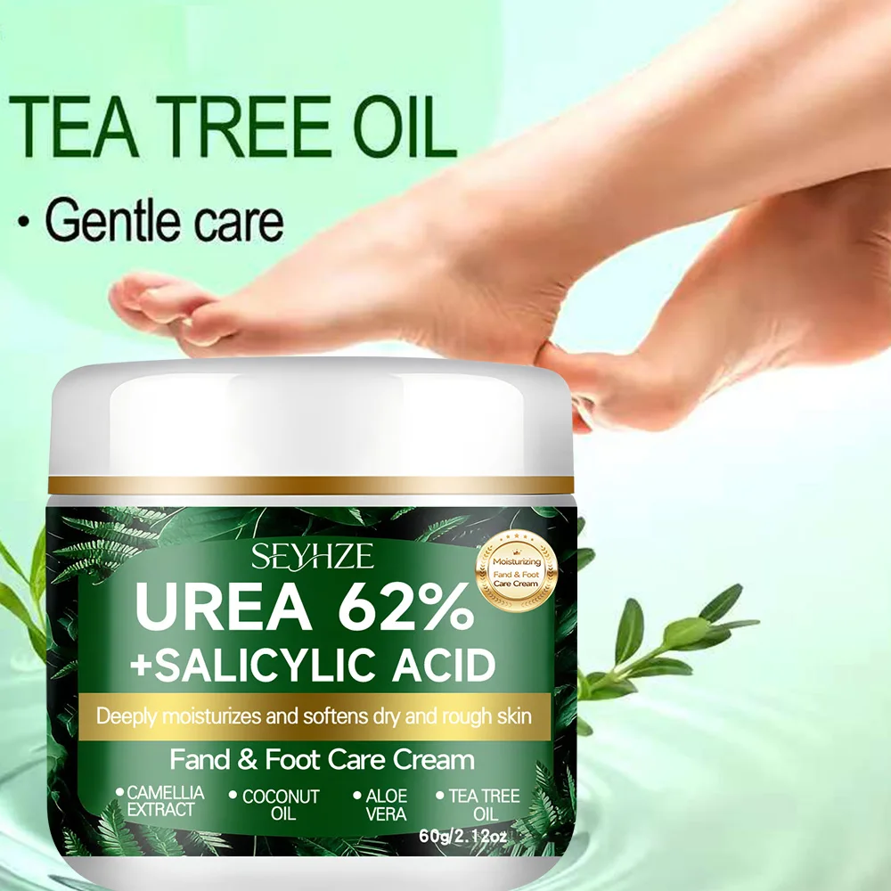 SEYHZE Fußcreme mit 62% Urea und Salicylsäure für trockene, raue Haut, Teebaumöl, Aloe-Butteröl, Glycerin, H-Aloe Vera Feuchtigkeitspflege – Detail 2