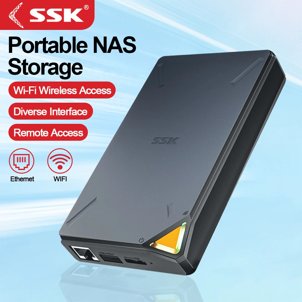 SSK Przenośny zewnętrzny dysk SSD HDD NAS Bezprzewodowy hotspot Wi-Fi Chmura Inteligentne przechowywanie Obsługa automatycznego tworzenia kopii zapasowych dla dysku SSD HDD 1 TB 2 TB