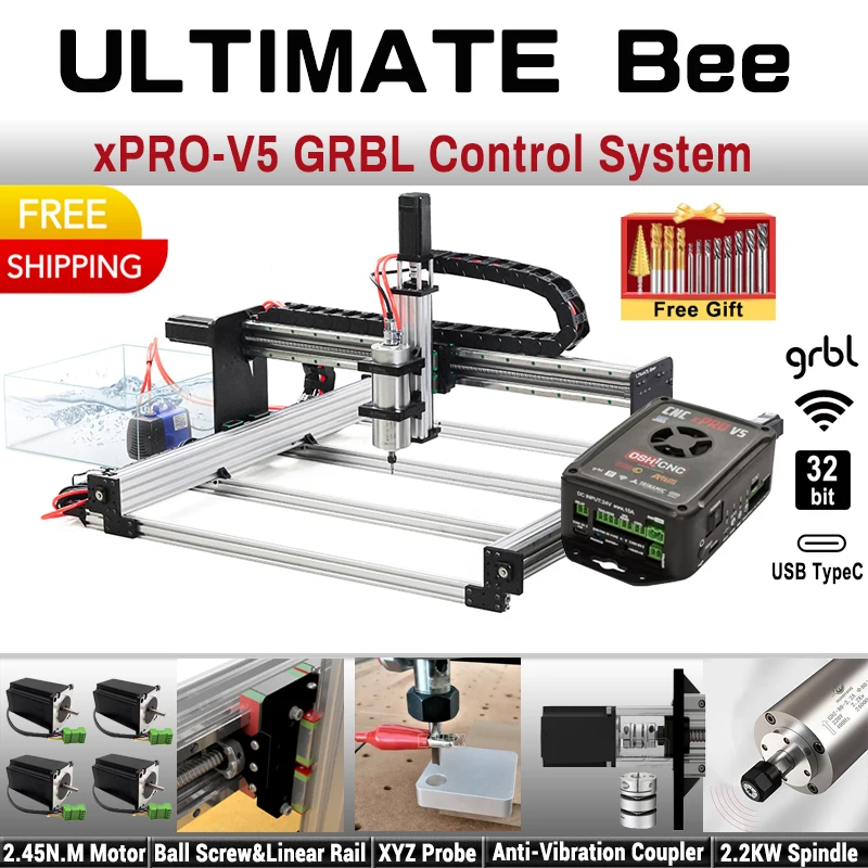 20%off BulkMan3D ULTIMATE Bee CNC Router Machine Full Kit with xPRO V5 Controller Ball Screw 4Axis DIY Engraver Free Shipping