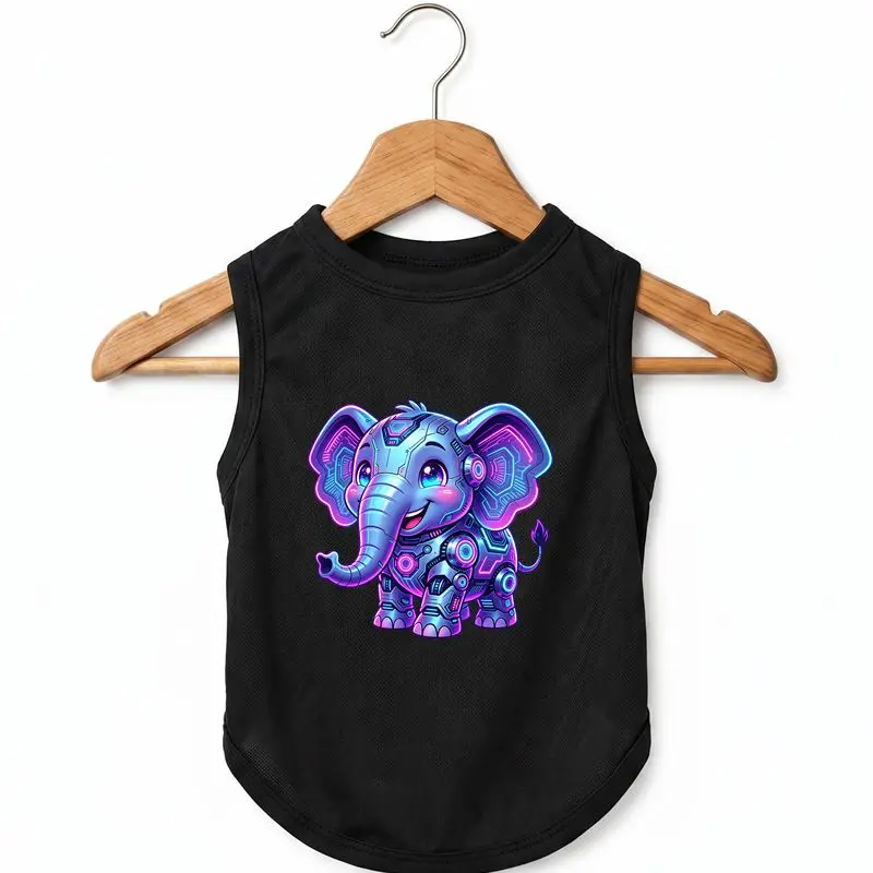Dog Summer Vest Cyberpunk Elephant Graphic Tee Pet Clothes