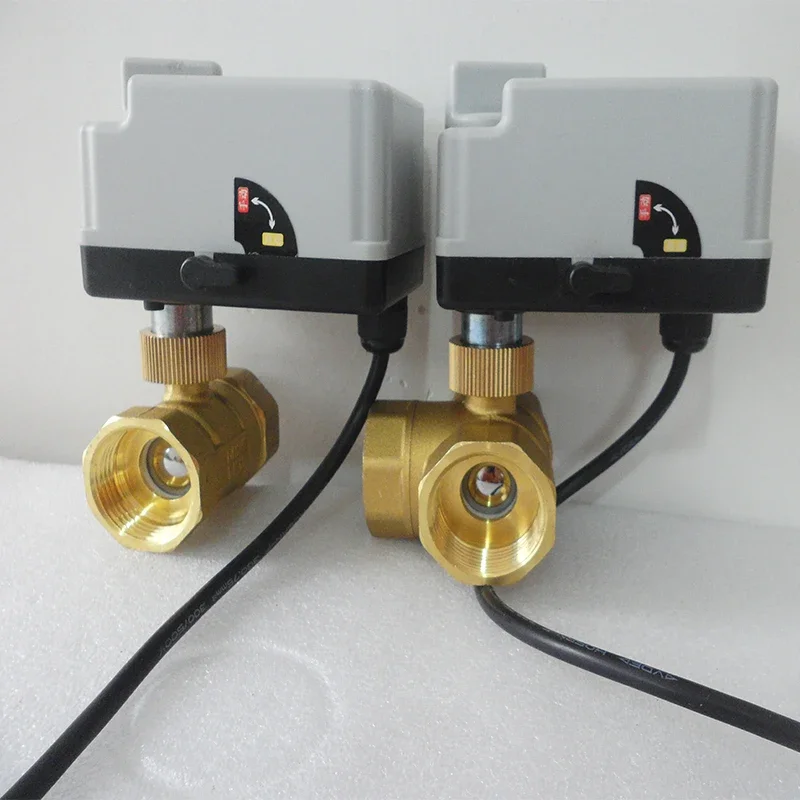 Vanne à bille motorisée en laiton de type T à 3 voies et 2 voies AC220V DC12V/24V, actionneurs électriques à 3 fils et 2 commandes avec interrupteur manuel