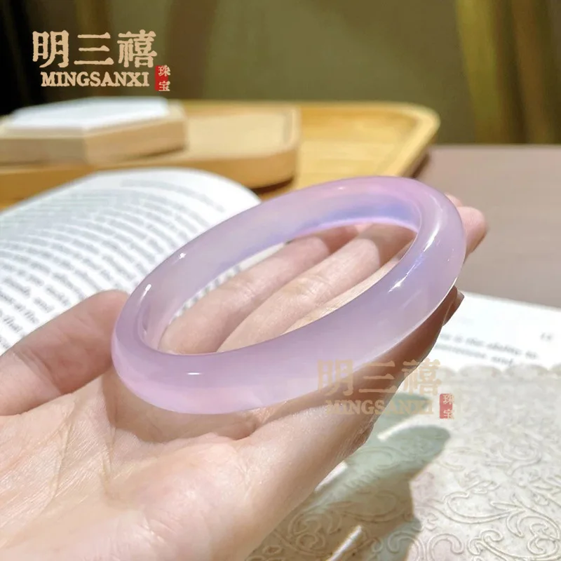 

Purple chalcedony , imperial Brazilian agate, violet jade bracelet, translucent thin bangle, wholesale Chinese style