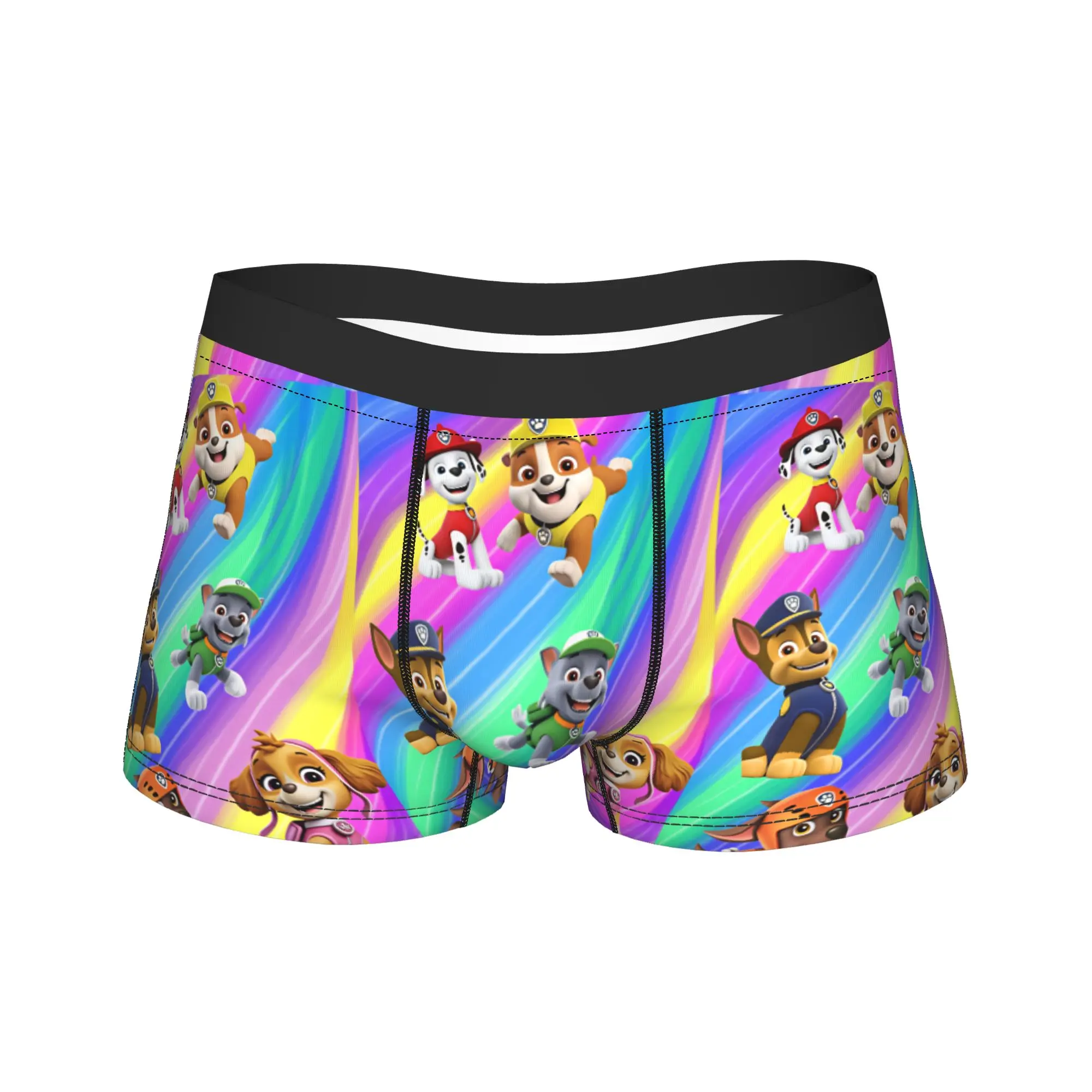 Paw Dogs Pups Rainbow Swirl Portrait Underwear  Men's Shorts Briefs Breathable Boxershorts Quality Custom Plus Size Underpants