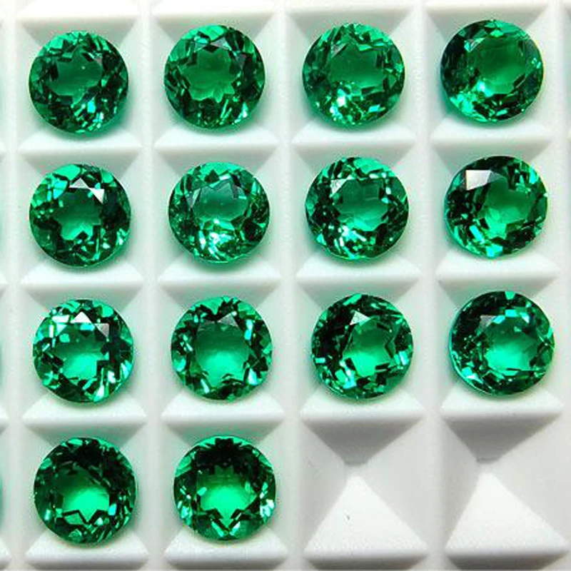 

Lab Grown Emerald Hand-cut Hydrothermal Emeralds round cut 9.0mm 3pcs Gemstone for Diy Jewelry Making Selectable AGL Certificate