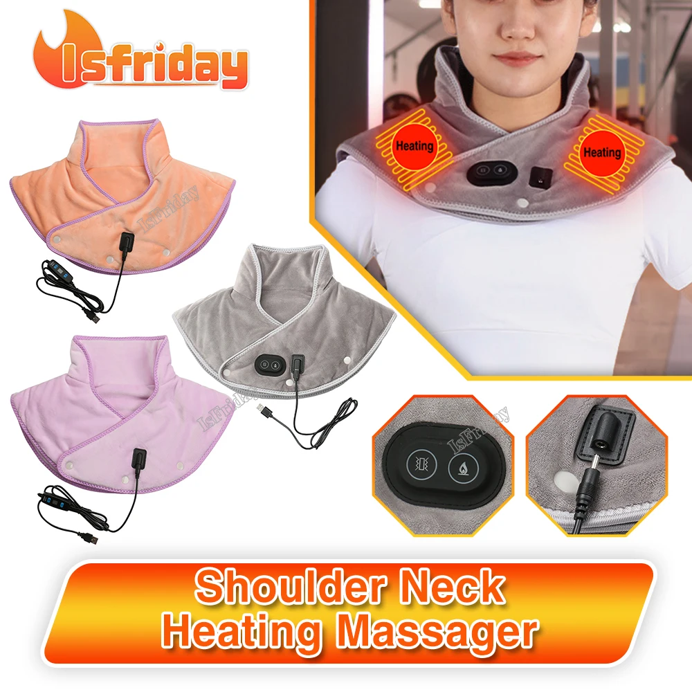 Electric Shoulder Protection Massager Neck Heating Massage USB Cervical Vibration Relieve Pain Relief Back Brace Compress Tool