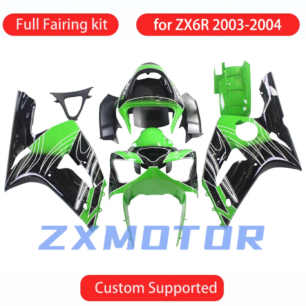 

Комплект инъекционного обтекателя ZX6R 2003 2004, комплект деталей кузова гоночного мотоцикла, обтекатели для KAWASAKI 636 ZX 6R 03 04