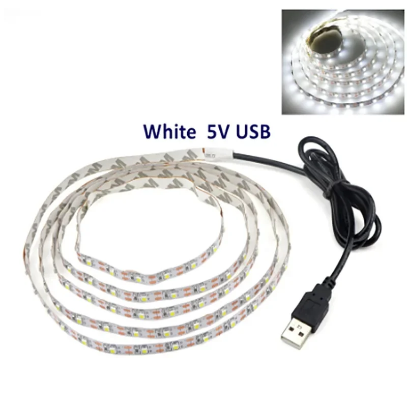 Paski LED DC 5V USB 2835 5050 Biały Ciepły Biały Tira LED Strip Light TV Background Lighting Tape Home Elastyczna Lampa Dekoracyjna 1-5m