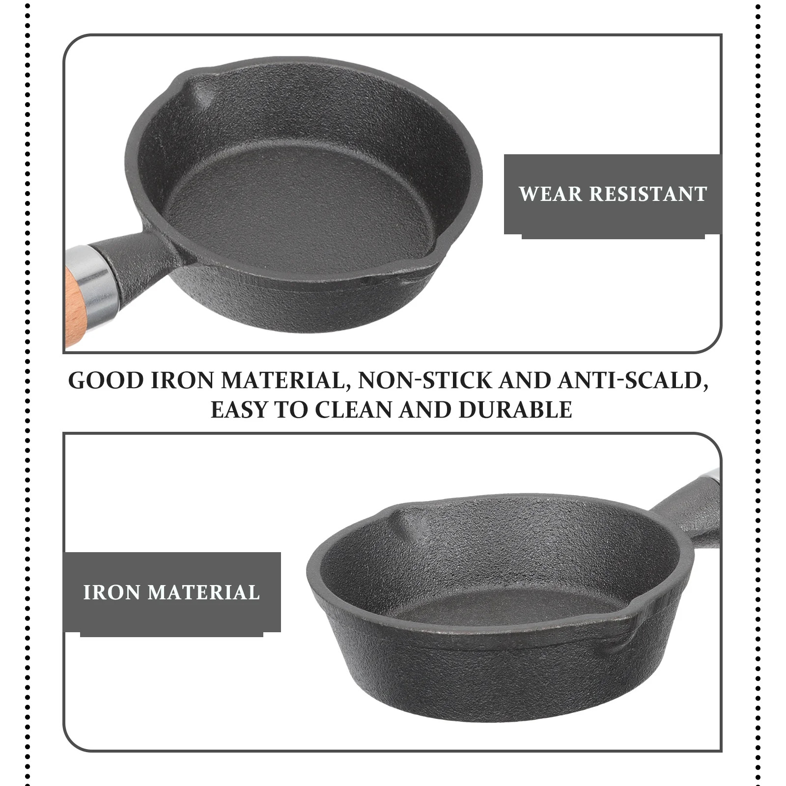 

Mini Breakfast Frying Pan Iron Non-Stick Wear-Resistant Bottom Ergonomic Handle Portable Cooking Tool Handle Frying Pan