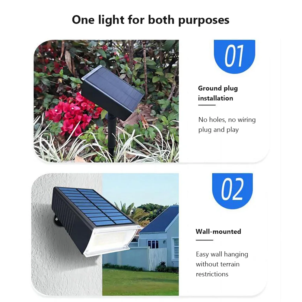 Solar Spot Lights Outdoor 72 LED 2 Modes Solar Landscape Spotlights Waterproof 2-in-1 Solar Powered Lights for Wall Pathway Yard