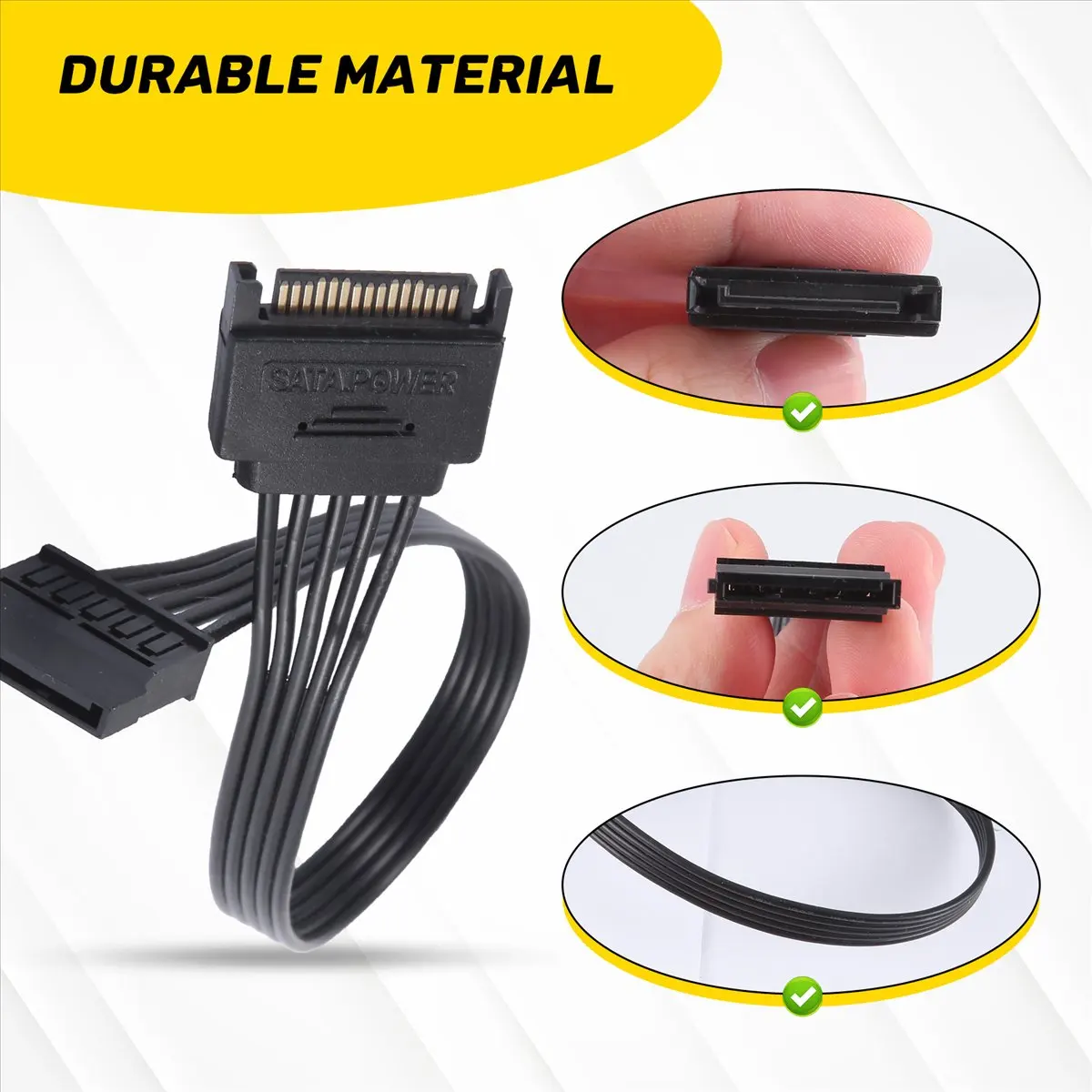 High-quality PC accessories in Stock 1Pcs SATA Power Extension Cable,15 Pin SATA Male to Female Extender