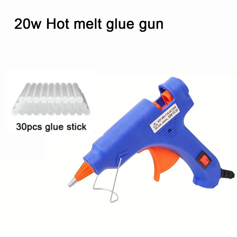 20W Hot Melt Glue Gun With 7MM Transparent Glue Stick Mini Gun Home Electric Heat Temperature Gun Repair Tool Special Stick Set