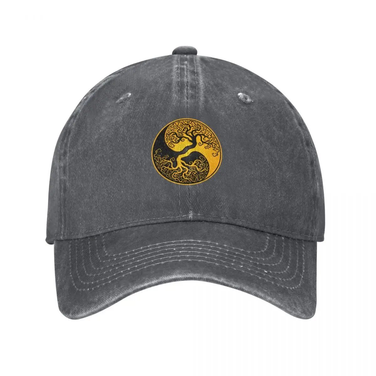 

Yellow and Black Tree of Life Yin Yang Baseball Cap |-F-| Hat Beach Man Women's