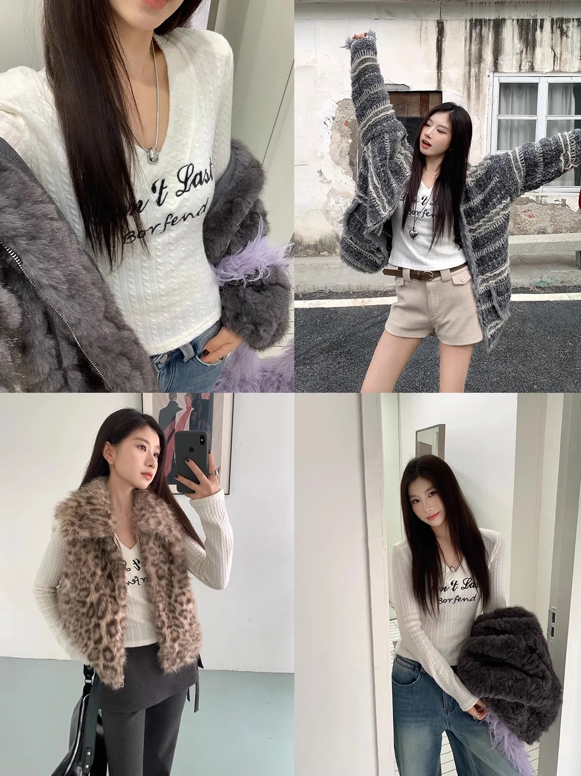 

Joeyoo Autumn Winter V-ne Knitted Top Women Long Sve Letter Embroidery White Base irt Trendy Fem Faion