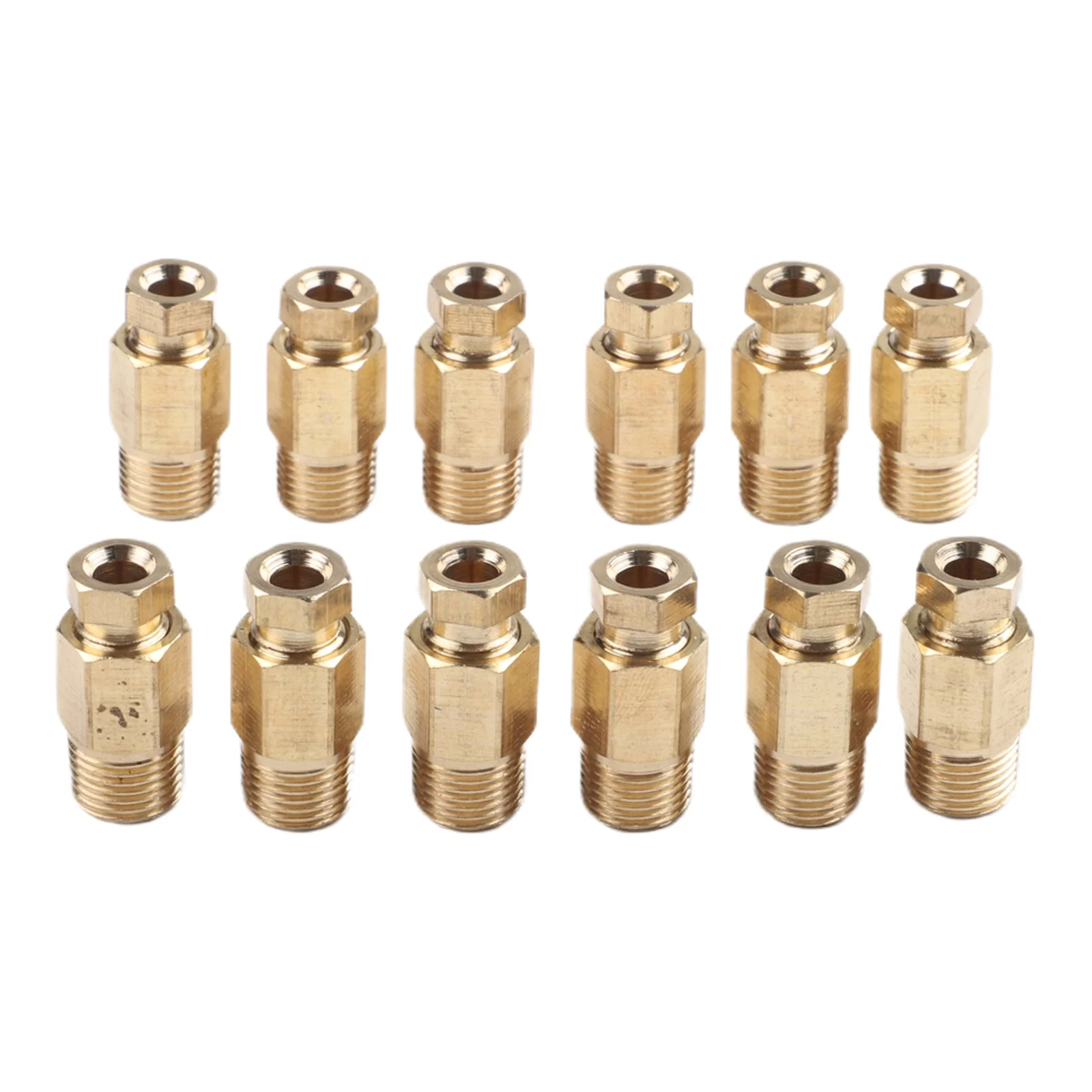 Brass Compression Fittings 12 Pack for 4mm Tube OD and 1/8 For BSP Male Thread Used in Pneumatic Hydraulic Plumbing Setups