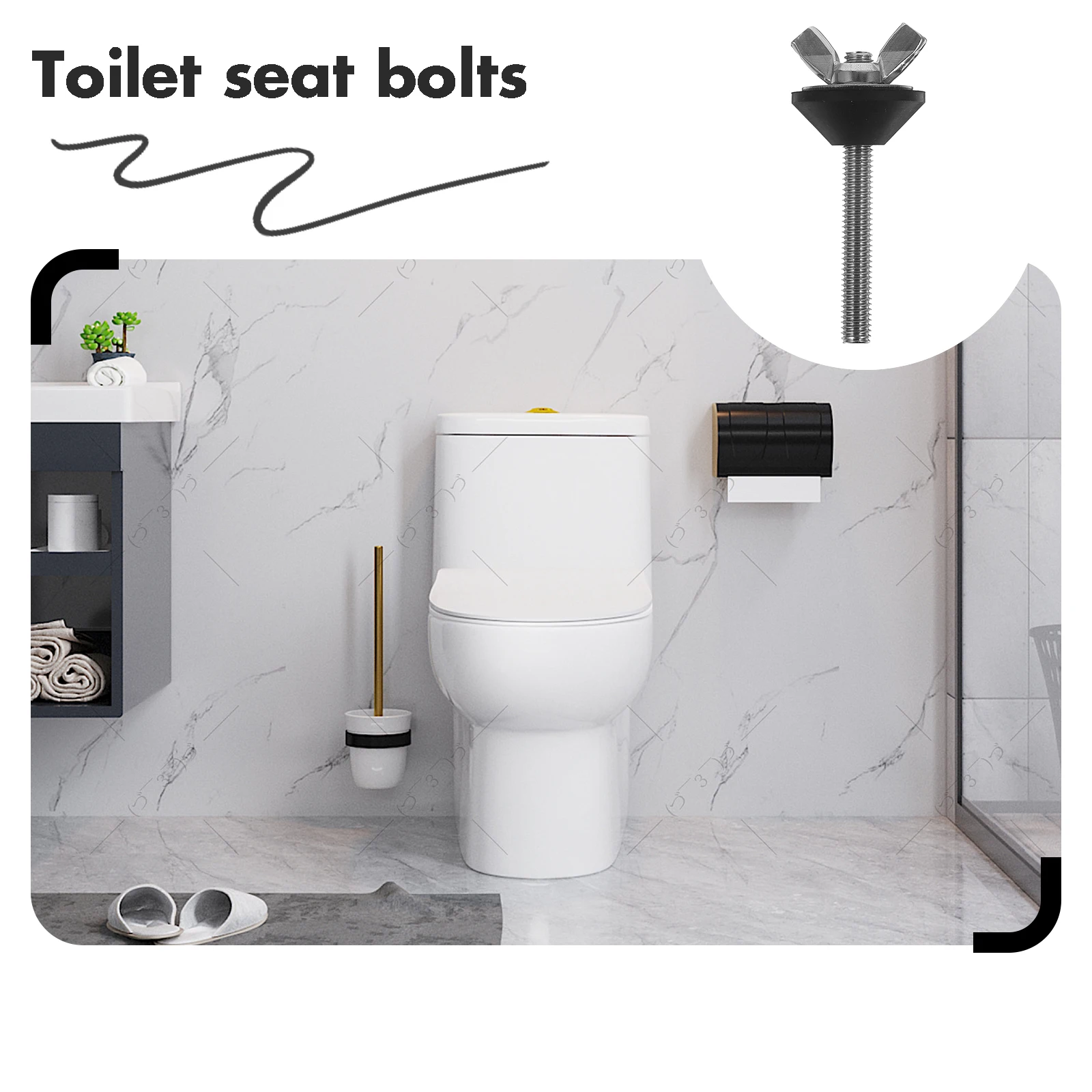 

2Pcs Toilet Fixed Screws 304 Stainless Steel Bolts Toilet Replacement Parts Tank Bolts Gasket Fixing Kit Bathroom Accessories