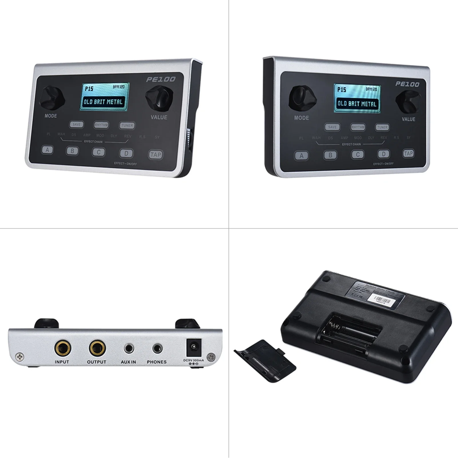 Interessanter tragbarer Multieffektprozessor MOOER PE100, Gitarreneffektpedal, 39 Effekte, 40 Trommelmuster, 10 Metronomen, Tap Tempo