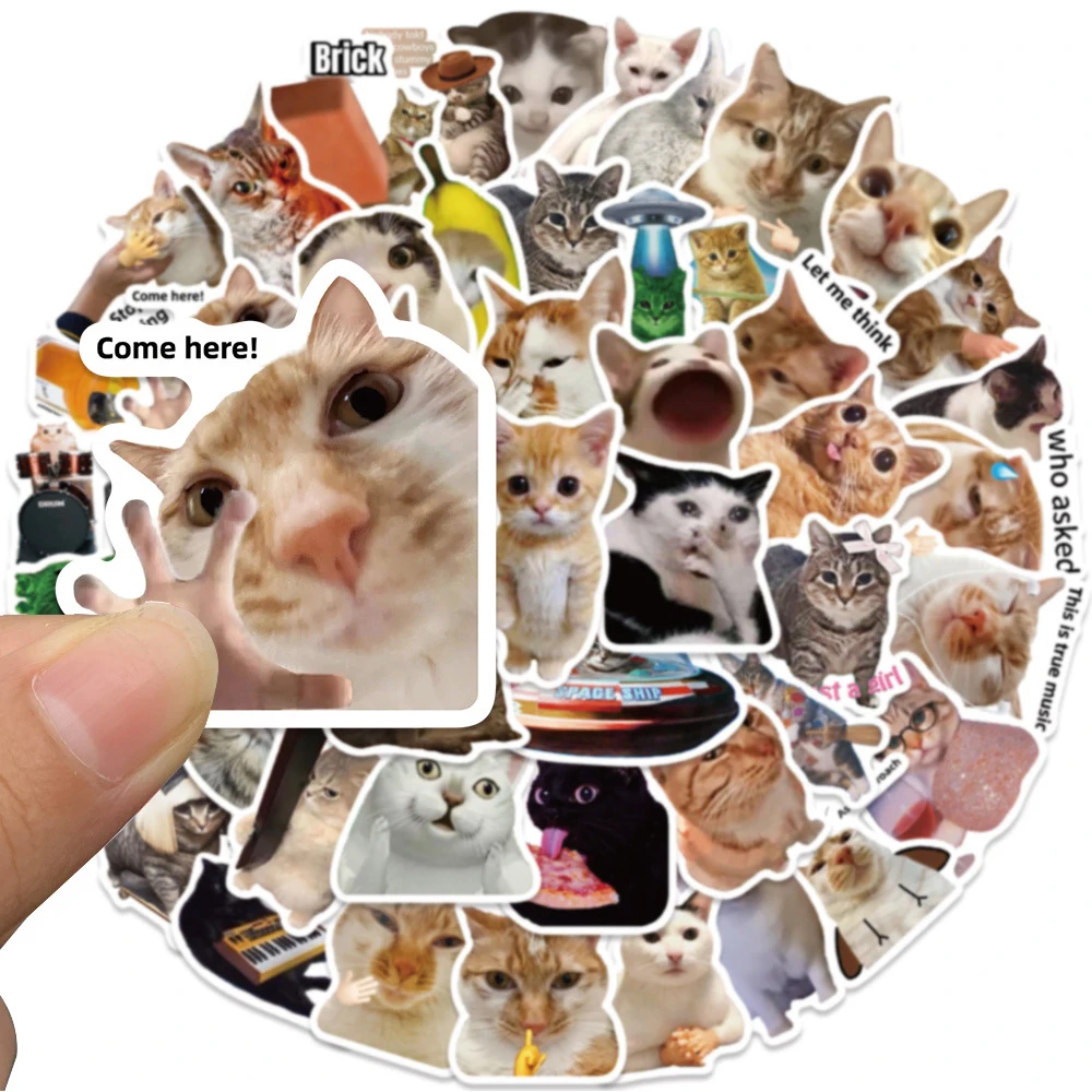 10/30/50pcs Classic Cute Cat Graffiti Stickers Funny MEME Decals Toy DIY Motorcycle Helmet Luggage Bike Waterproof Sticker Decor