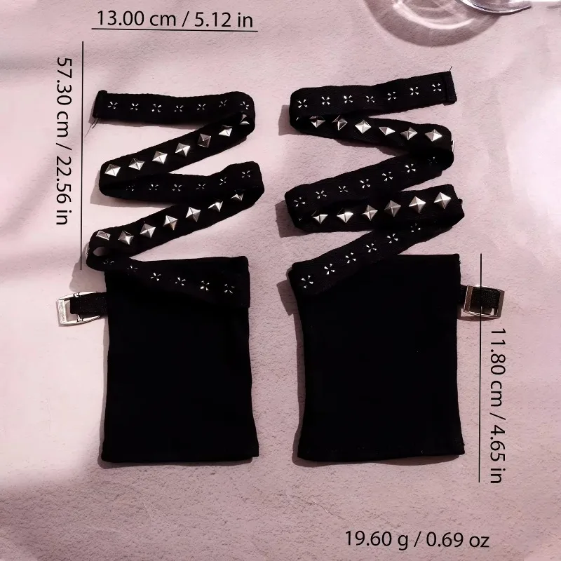 1 Stück Y2K Personalisierte Schnallen-Handschuhe im Punk-Stil für Damen, Gothic-Nieten-Fingerlose Handschuhe, Hip-Hop-Style Bühnen- und Streetdance-Ärmel – Detail 5