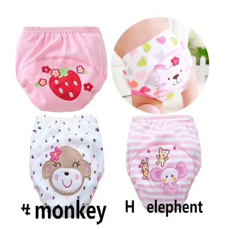 4pc/Lot Pink Series Waterproof Baby Girls Potty Training Pant Infant Underwear Panties Newborn Underclothing  size 90