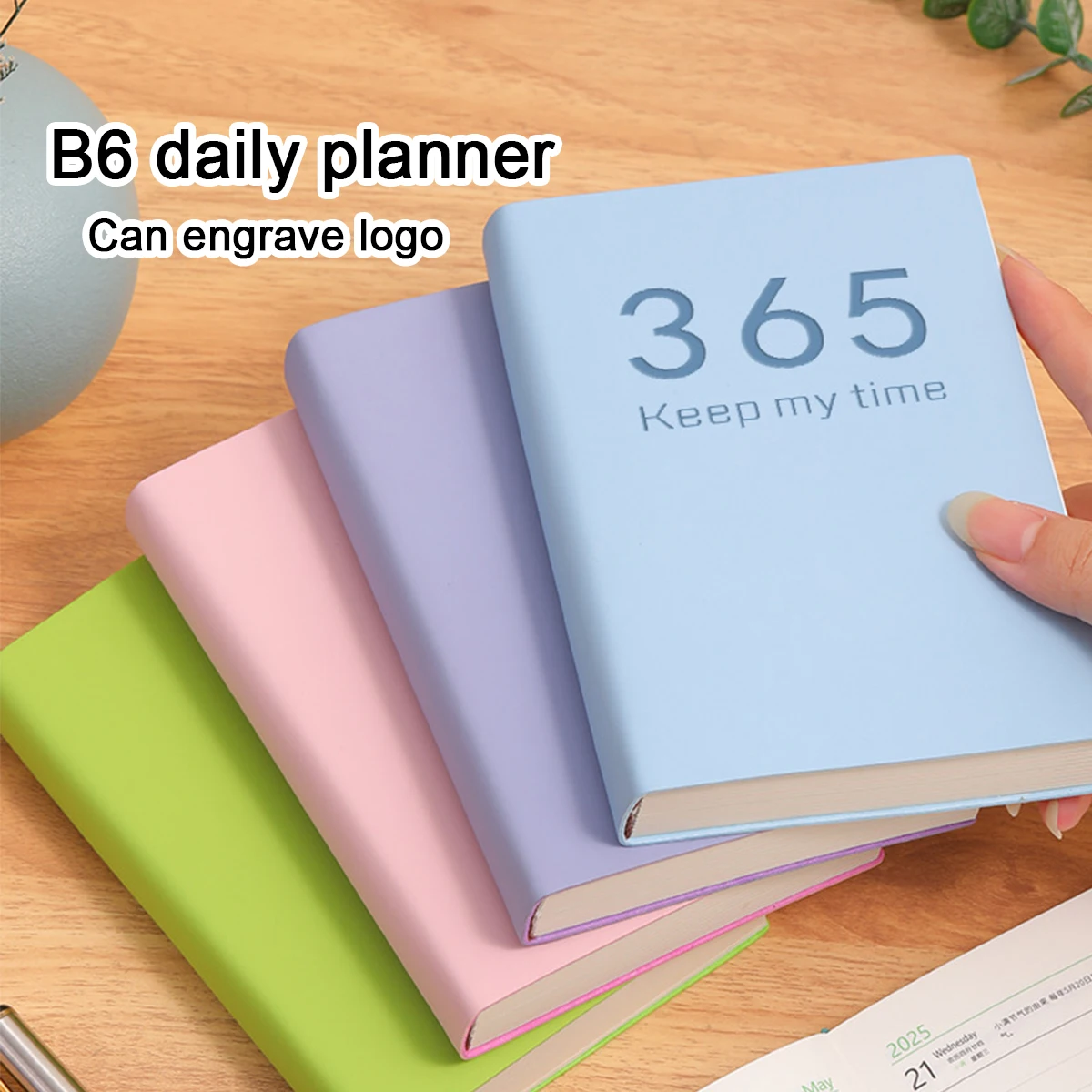 (Can Engrave Logo) B6 Leather Notebook, 2025 Business Schedule, Student Daily Planner, Self-discipline Punch Card Recorder, Memo