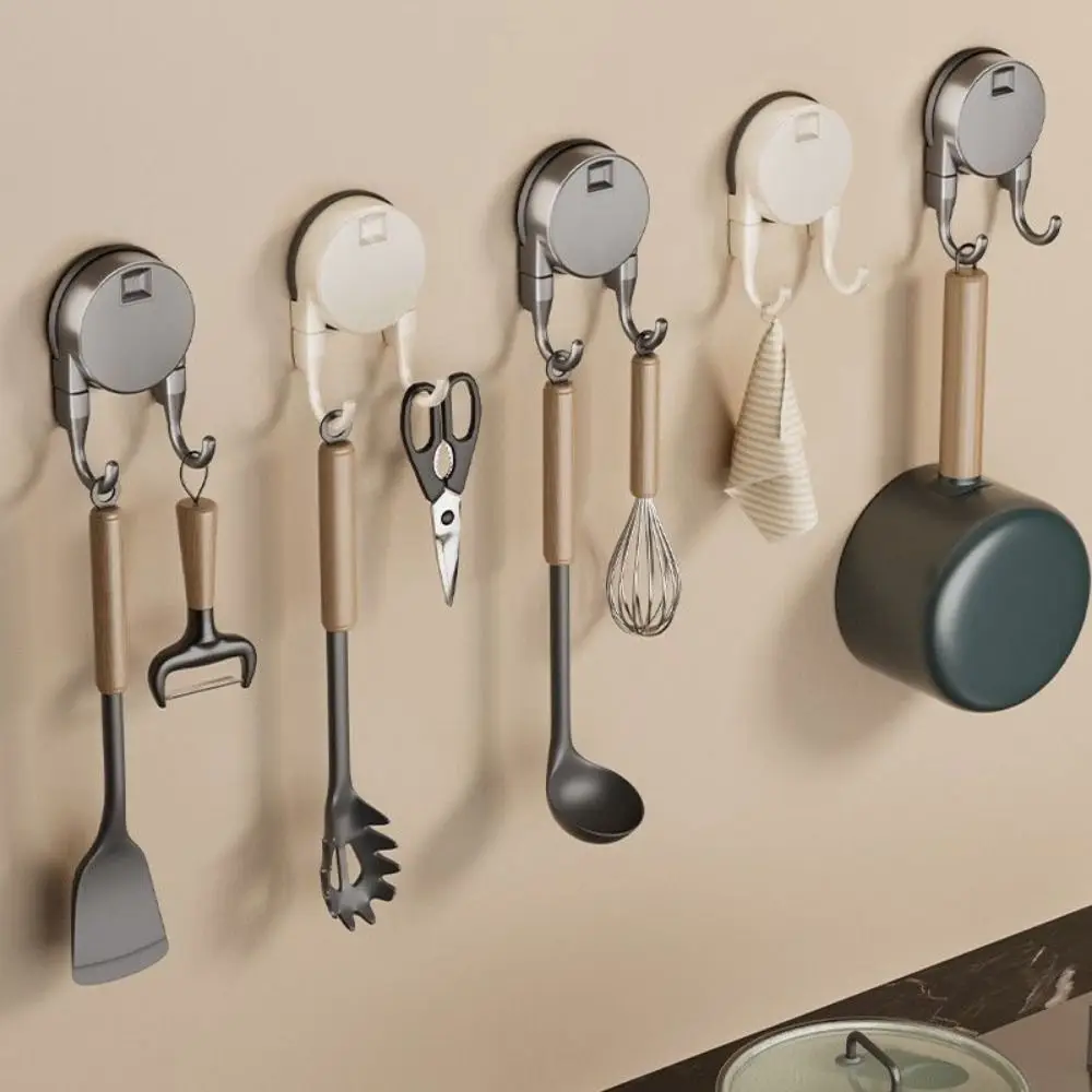 

2Pcs Plastic Suction Cup Hooks Non-Marking Waterproof Paper Towel Double Hooks Space Saving Moisture-proof Kitchen Storage Hooks