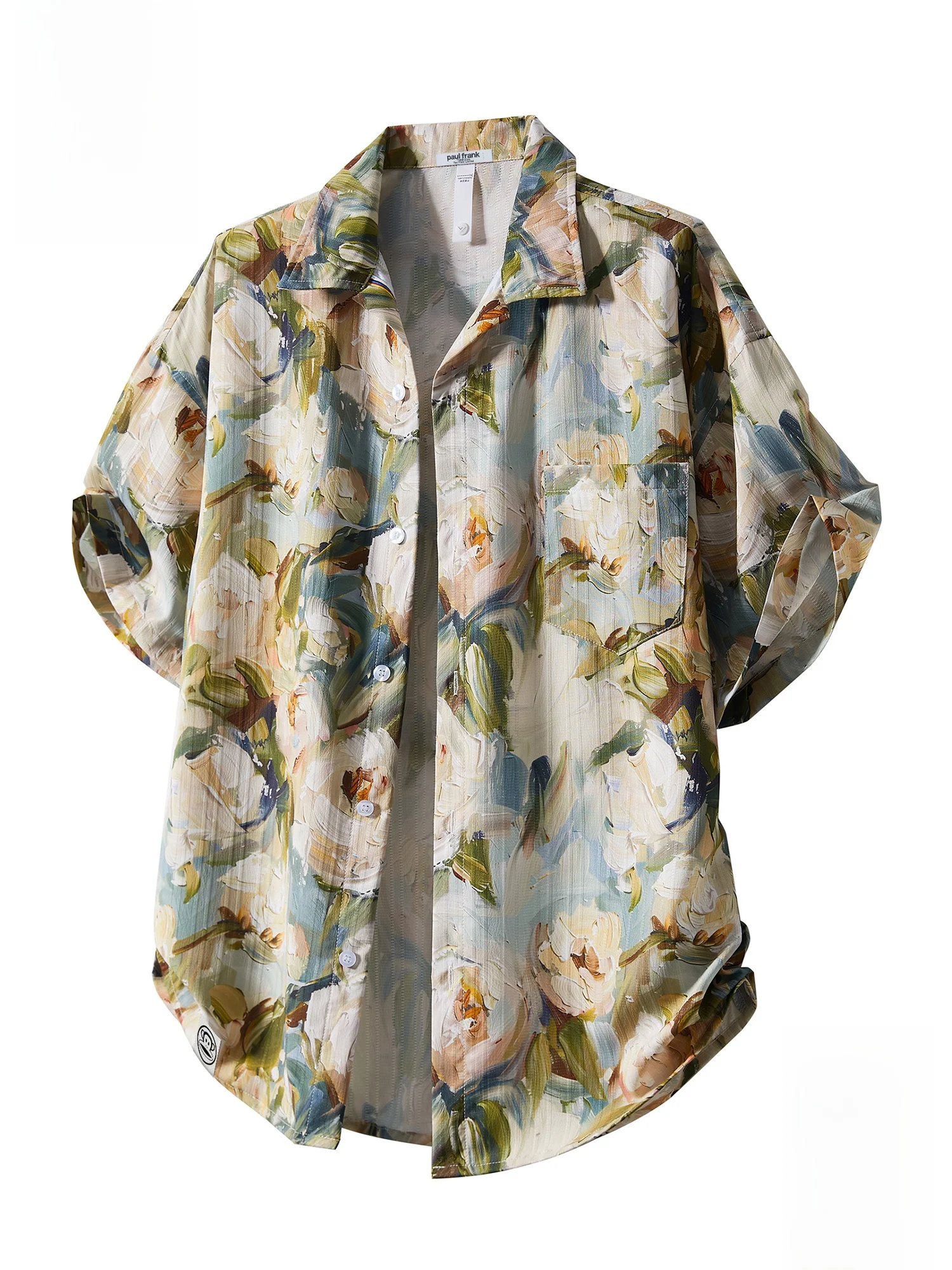 

Летняя тонкая рубашка PaulFrank с гавайским цветочным принтом, мужская свободная дышащая пляжная рубашка с коротким рукавом, легкая рубашка из полиэфирного волокна