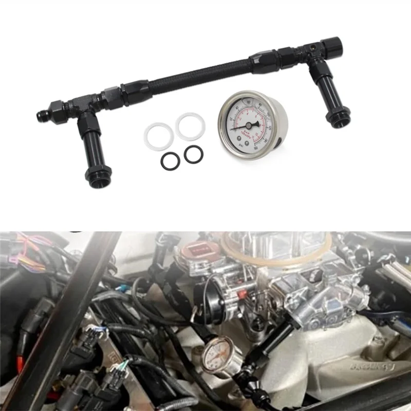 A80X-For Holley 4150 متوافق مع 8AN خط الوقود المزدوج مع مقياس الضغط-7/8 "-20 تركيب المكربن الخيط #3